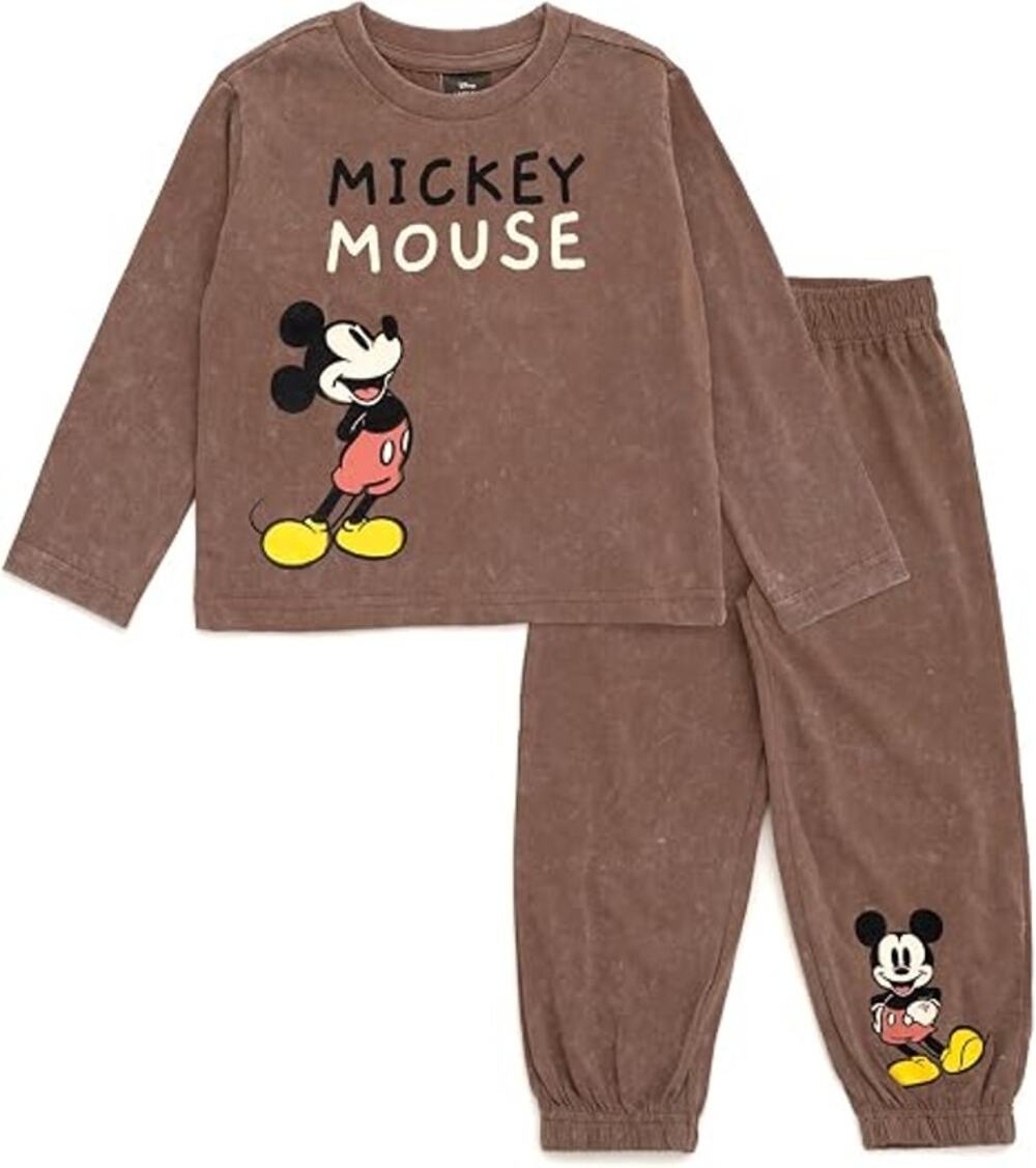 NEW Disney Mickey Mouse Outfit Set Boys Kids Brown Long Sleeve Pants Size 6